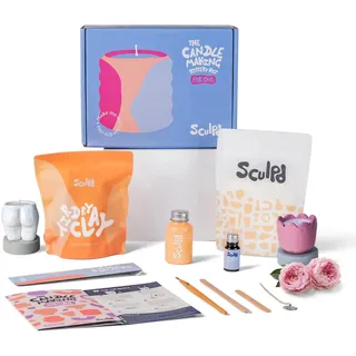Sculpd Töpferei-Kit zur Kerzenherstellung mit lufttrocknendem Ton | Anfänger Starter-Kit zur Kerzenherstellung für Erwachsene mit Öko-Soja-Wachs, Duftöl, Lack, Werkzeugen und Anleitung