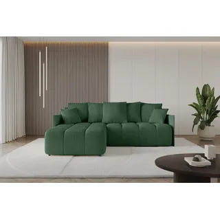 altdecor Ecksofa mit Schlaffunktion und Bettkasten LONLI-L 251x189x68 Grün - Corner Sofa Bett Eckcouch Couch L-Form Schlafcouch Ausziehbar Wohnlandschaft Schlafsofa Cauchsofa - Grün