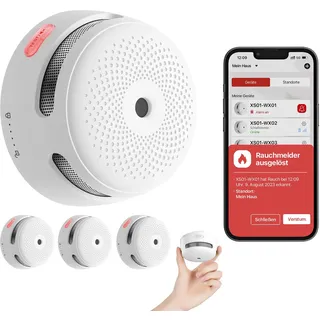 X-Sense WLAN Rauchmelder XS01-WX, Smarter Rauchmelder mit photoelektrischem Sensor und austauschbarer Batterie, WLAN-Rauchmelder, App-Benachrichtigungen, entspricht dem TÜV Rheinland & EN 14604, 3er Pack