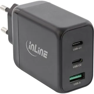 InLine USB PD Netzteil, GaN Ladegerät, 3-Port, Dual USB-C + USB-A, 65W,