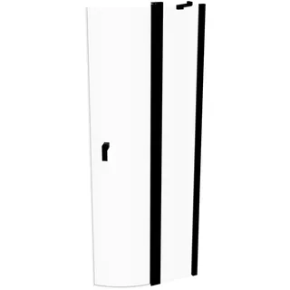 HÜPPE Design pure Schwingtür mit festen Segmenten 2-flügelig Radius: 55cm Breite: 90cm Anschlag links & rechts für Duschwanne, 8P1705123321, Duschkabine: Profilfarbe Black Edition Glas ESG klar