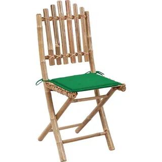 vidaXL Klappbare Gartenstühle 2 Stk. mit Kissen Bambus - Grün
