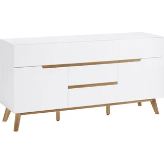 MCA Furniture MCA Kommode Cervo Lack Weiß, Braun Weiß / Eiche