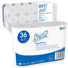 Bild von Essential Toilettenpapierrollen 8517 – 2-lagiges Toilettenpapier – 6 Packungen mit je 6 Rollen x 600 Blatt, weiß (insges. 36 Rollen/21.600 Blatt)