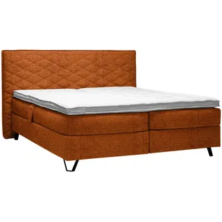Sjöholm Boxspringbett , Cognac , Metall , H2 + H3 , Höhe ca. 20 cm , 160x200 cm , gepolstertes Kopfteil, Federkernmatratze, Stoffauswahl, in verschiedenen Größen erhältlich, Matratze in verschiedenen Härtegraden erhältlich, Topperauswahl, Matratze geteilt , Schlafzimmer, Betten, Doppelbetten