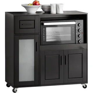 SoBuy Mikrowellenschrank Schwarz , Holzwerkstoff , 89x89x40 cm , Esszimmer, Servierwagen