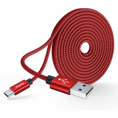 CLEEFUN USB C Kabel 5M, Extra Lang USB A auf USB C Ladekabel, 3A Schnelles Laden kompatibel mit PS5 Controller, Samsung Galaxy S10 S9 S8 S20 fe, A50 A51 A52 A21s A12 A32, Note 10 9 8, Xperia xz usw