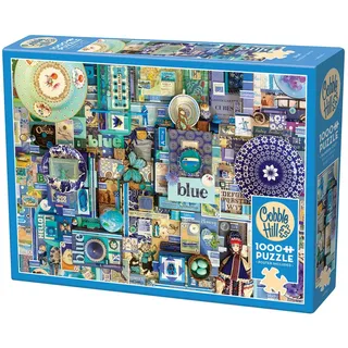 Cobble Hill 3840060 Collage in Blau, 1000 Teile Puzzle inkl. Puzzleposter für Erwachsene und Kinder ab 12 Jahren, Puzzlecollage, Farbcollage