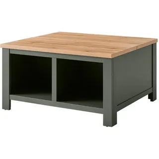 furn.design Couchtisch grün Eiche Landhaus Beistelltisch mit Truhe und Ablage 93 x 93 cm Wohnzimmer, Wohnzimmertische, Couchtische