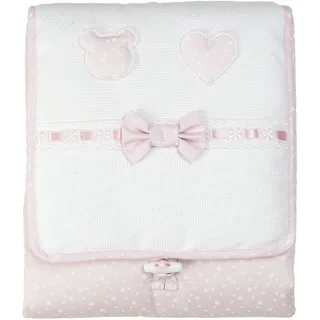 Filet - Wickelunterlage für Tasche, weich, aus 100% Baumwolle, hergestellt in Italien, für Neugeborene/Kleinkinder – Weiß, Rosa