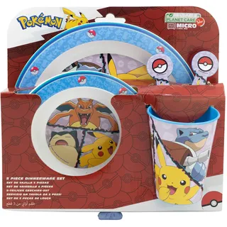 Pokemon 5 teiliges Set - Micro Set - wiederverwendbares Kindergeschirr - für Microwelle geeignet 08010