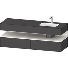 Duravit Qatego Einbauwaschtisch mit Konsolenwaschtischunterbau, 1600x550x600mm, Nische Weiß Supermatt, Becken rechts, QA4796084, Farbe: Graphit Matt/mit Nischenbeleuchtung