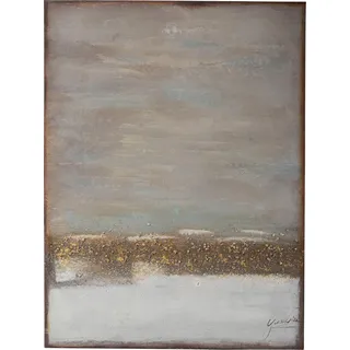 Kare Design Leinwandbild Abstract Horizon, Beige, Wandbild, Wandkusnt, Abstrakt, mit Holz Rahmen, Handgemalt,75x55 cm