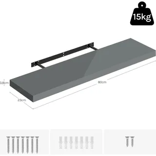 Wandregal - Schweberegal - 80 cm Länge - Unsichtbare Halterung - E1 MDF & Metall - Tiefe 22,9 cm - Tragkraft 15 kg - Hellgelb