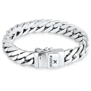 Armkette KUZZOI "Armband Herren Panzerarmband Kastenverschluss 925er Silber" Gr. 190, silber, Armbänder, Herren, 190, Silber 925 (Sterlingsilber), Armkette