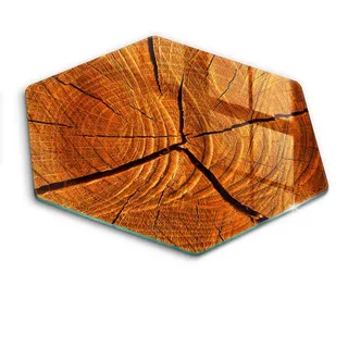 Wallfluent Glasplatte 40 cm Baumstamm Struktur , Braun , Glas , Rund , 40x40 cm , Küchenzubehör, Schneidebretter