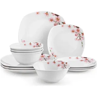 Ornate Serviesset – 24-teilig – 8 Personen – Baby blau – Essteller undTiefe Teller – Keramik - Blau