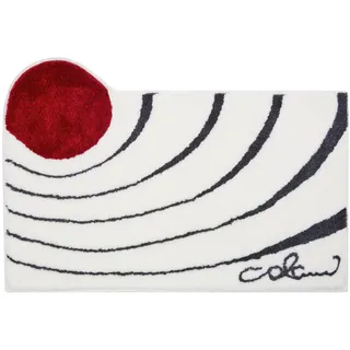 Grund Badteppich , Weiß , Textil , Wellen , rechteckig , 70x120 cm , Oeko-Tex® Standard 100, Made in Europe , rutschfest , Heimtextilien, Badtextilien, Badematten