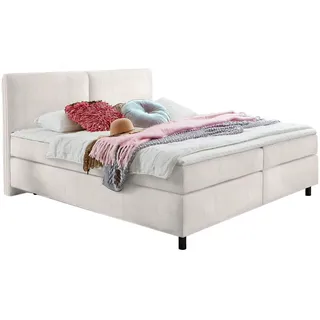 Hom`in Boxspringbett , Creme , Textil , H2 + H3 , Höhe ca. 19 cm , 200x200 cm , gepolstertes Kopfteil, Federkernmatratze, Stoffauswahl, Topper durchgehend, in verschiedenen Größen erhältlich, Matratze in verschiedenen Härtegraden erhältlich, Matratzenauswahl, Topperauswahl, Kopfteilauswahl , Schlafzimmer, Betten, Boxspringbetten