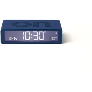 Lexon Flip Classic Digitaler Wecker mit umkehrbaren EIN/Aus-Seiten, wiederaufladbare Nachttischuhr mit LCD-Display, Berührungssensor für Schlummer- und Lichtfunktion – Dunkelblau