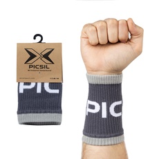 Picsil Sport Schweißbänder, saugfähiges Baumwollarmband für Crosstraining, Paddel, Tennis, Fitness, Unisex (Grau)