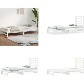 vidaXL Tagesbett Ausziehbar Weiß 2x(90x190) cm Massivholz Kiefer - Tagesbett - Tagesbetten - Schlafsofa - Schlafsofas - Weiß