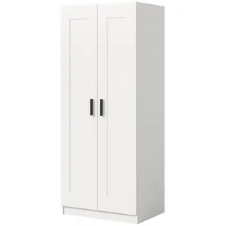 Inn.Furn Kleiderschrank in weiß 80 x 194 cm, Drehtürenschrank 2-türig skandinavisch , Weiß , Holzwerkstoff , Nachbildung , 80x194x56 cm , Schlafzimmer, Kleiderschränke