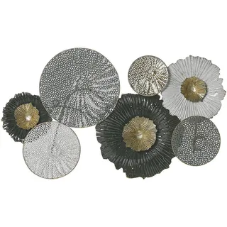 Beliani Wanddekoration Metall schwarz/silber KreiseZirconium , Schwarz , Mode , Freiform , 64x38x5 cm , Bilder & Rahmen, Bilder, Dekopaneele