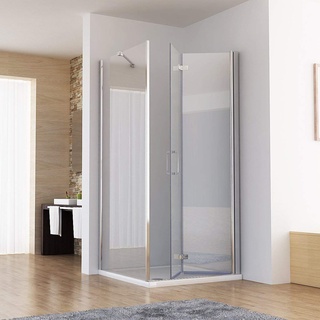 MIQU Duschkabine 80x80 Eckig Dusche Falttür 80 mit Seitenwand 80 Duschwand 6mm NANO Glas 185cm DB