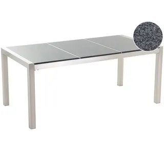 Beliani Gartentisch 180 x 90 x 74 cm Grau/Silber