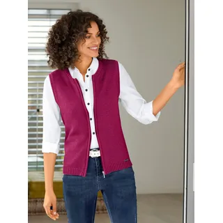 Strickweste CASUAL LOOKS, Damen, Gr. 46, pink (fuchsia), 50% Baumwolle, 50% Polyacryl, meliert, unifarben, Westen Strickweste