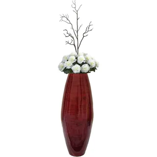 Uniquewise 41,9 cm Moderne Bambusvase für Esszimmer, Wohnzimmer, Eingangsdekoration, gefüllt mit getrockneten Zweigen oder Blumen, Rot