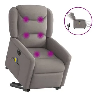vidaXL Elektrischer Massagesessel mit Aufstehhilfe Taupe Stoff