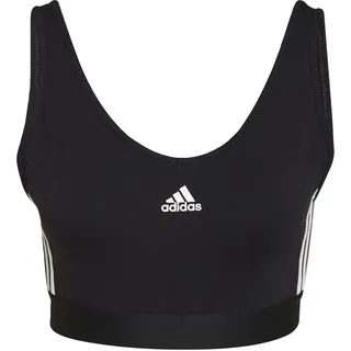 Adidas Damen Essentials 3-Stripes Crop Top with Removable Pads Crop, Schwarz/Weiß, XL