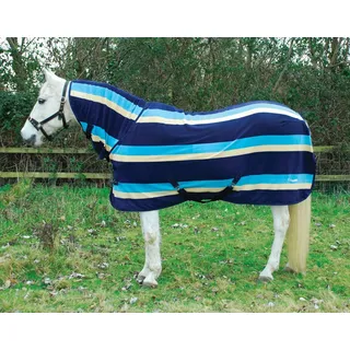 Rhinegold 0 Fleece-Teppich mit durchgehendem Hals, Türkis gestreift, 2,1 m