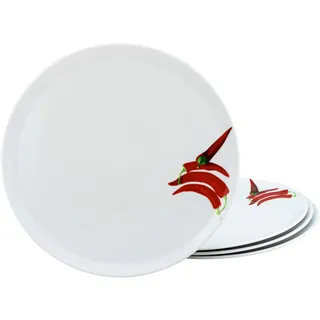 CreaTable Pizzatellerset Europa Chilli in Weiß 4-teilig