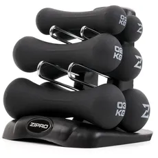 Zipro Hanteln, rutschfestes Kurzhanteln 6er Set, Neopren Dumbbell Set, Gewichte 2 x 1,0kg, 2 x 2,0kg, 2 x 3,0kg, Home Gym, Krafttraining zuhause