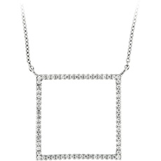 Smart Jewel Collier »Collier Mittelteil quadratisch mit Zirkonia Steinen, Silber 925«, weiß