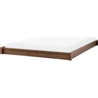 BELIANI Bett Dunkelbraun Holz 180 x 200 cm ohne Kopfteil mit Lattenrost Niedrig Minimalistisch Bettgestell Holzbett Schlafzimmer - Braun