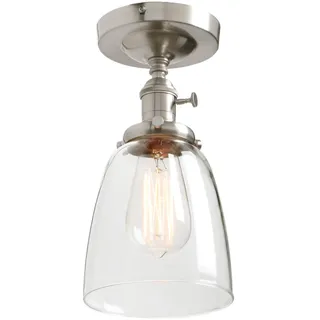 Phansthy Vintage Deckenleuchte Glocken klarglas Pendelleuchte Modernes Deckenlampe industrie Pendellampe Hängeleuchte Vintage Hängelampe Loft-Pendelleuchte in Landstil (Gebürsteter Edelstahl Farbe)