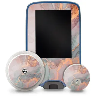 Aufkleber Set passend für Freestyle Libre 2 + 3 Lesegerät + Sensor R229 Marmor