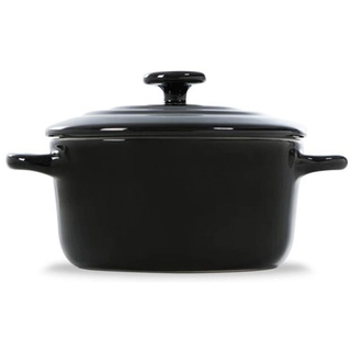 BK Cookware Bourgogne emailliertes Gusseisen 10cm Dutch Oven Topf mit Deckel, induktionsgeeignet, runde Kasserolle zum Backen, Schmoren, Eintöpfe, Jet Black