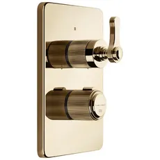Gessi Venti20 Fertigmontageset Thermostat, mit Absperrventil, 1-Weg, Mit Thermostatkartusche u.  RV, Wandmontage, 65133, Farbe: Warm Bronze PVD