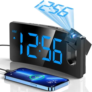 GOLOZA Projektionswecker Nachttisch, Digitaluhr mit 180° Projektor, LED