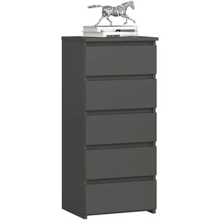 Kommode mit 5 Schubladen Kommode Organizer Kommode mit Schubladen 40 cm breit 92 cm hoch | graphit Highboard Sideboard Schrank schmal - Grau