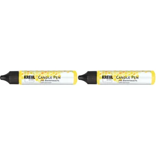 KREUL 49702 - Candle Pen, gelb, 29 ml, Kerzenstift mit feiner Malspitze, Farbe mit Bienenwachs zum Verzieren & Bemalen von Kerzen (Packung mit 2)
