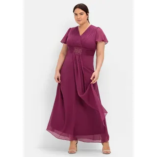 Sheego Abendkleid »Abendkleid mit Schmuckbrosche«, mit Schmuckbrosche, lila