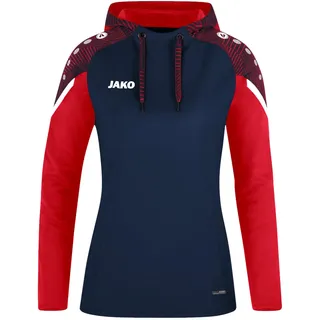 JAKO Damen Kapuzensweatshirt Performance, Marine/Rot, 44