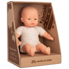 Miniland Dolls: asiatische Babypuppe, 32 cm, mit weichem Stoffkörper, in Geschenkbox, Natur, 31366