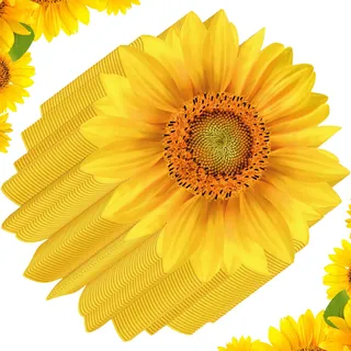 Teling Einweg-Tischsets aus Sonnenblumen-Papier, 33 cm, Sonnenblumen, Sommer-Tischsets für Brautpartys, Babypartys, Geburtstagspartys, Dekorationen, 100 Stück